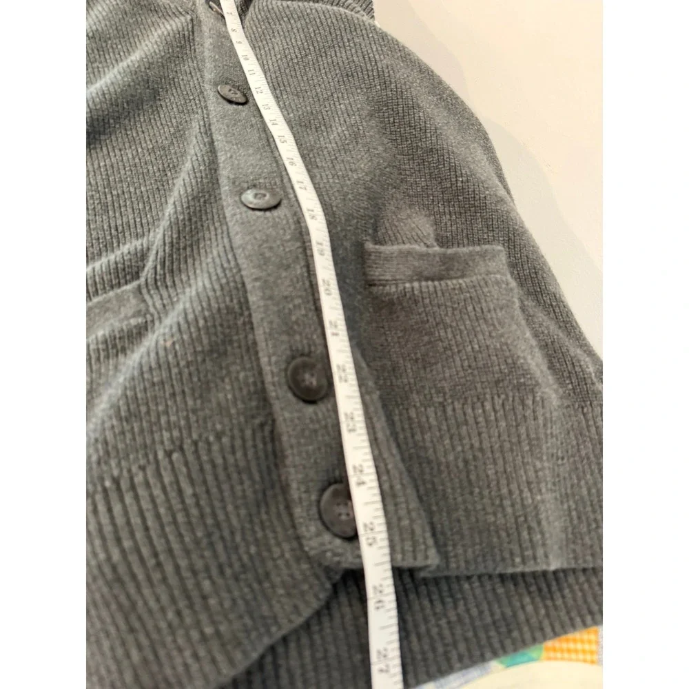 American Eagle Mens Shawl Collar Cardigan Sweater Gray Athletic Fit XL Cotton